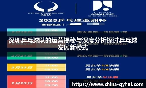 深圳乒乓球队的运营揭秘与深度分析探讨乒乓球发展新模式